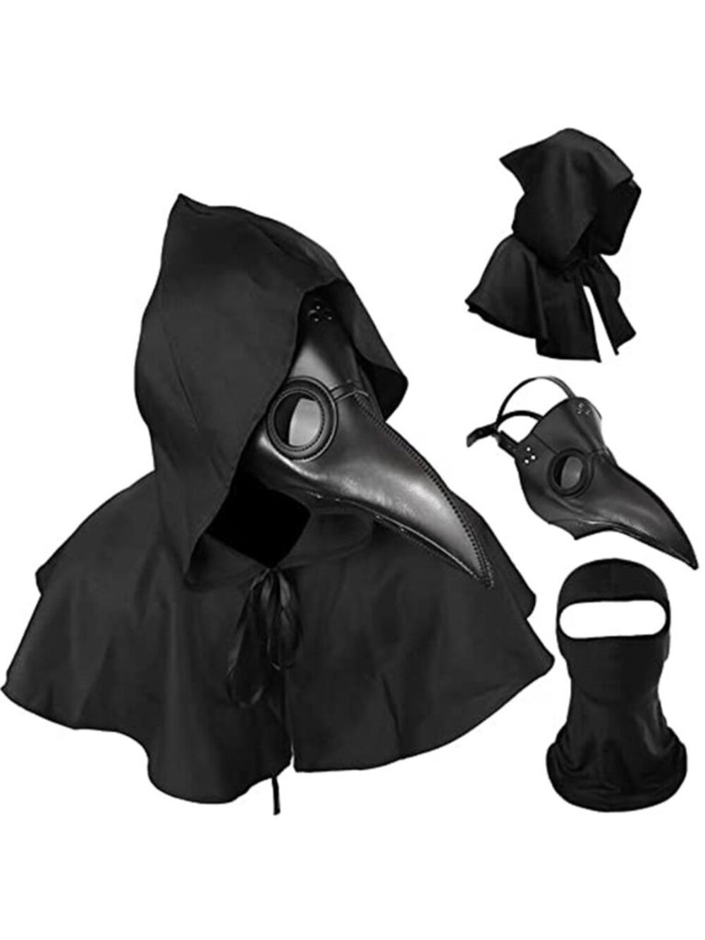 Plague Doctor Mask and Cloak Halloween Costumes for Men 3 in 1 Scary
